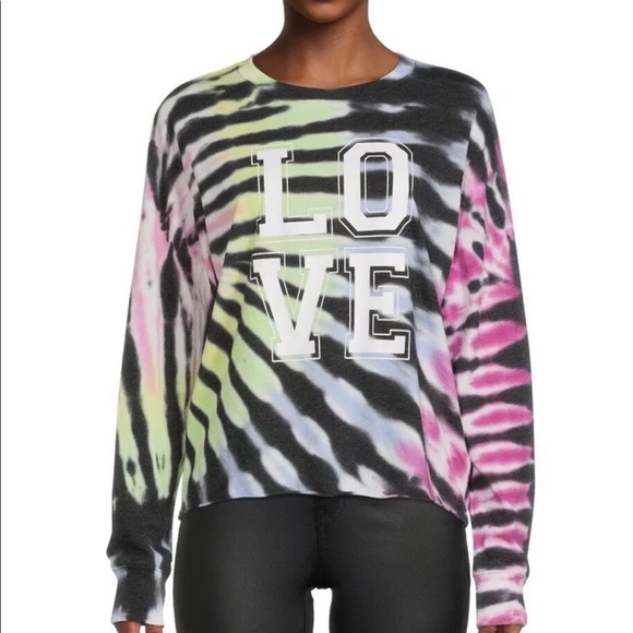 No Boundaries Womens Screen Print Tie Dye Short Top  Size Medium 7-9 Juniors New - Picture 1 of 5